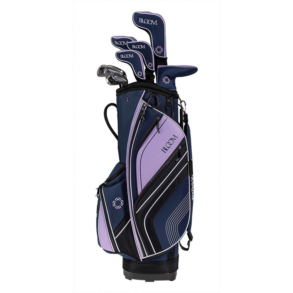 美品/Cleveland BLOOMキャディバッグ レディース ネイビー Lady Cleveland Golf Bloom Complete Set Driver, Irons, Bag Navy